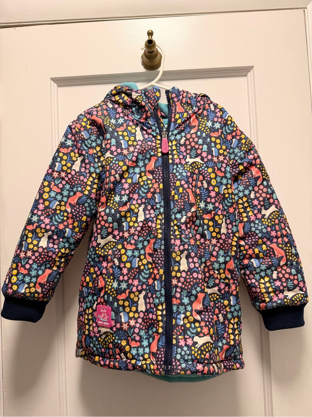 JoJo Maman Bebe Woodland Reversible Fleece Lined Waterproof Jacket
